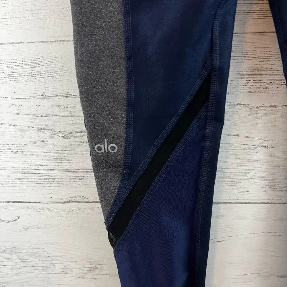 Alo Yoga Elevate Navy Gray Full Length Leggings Size XS